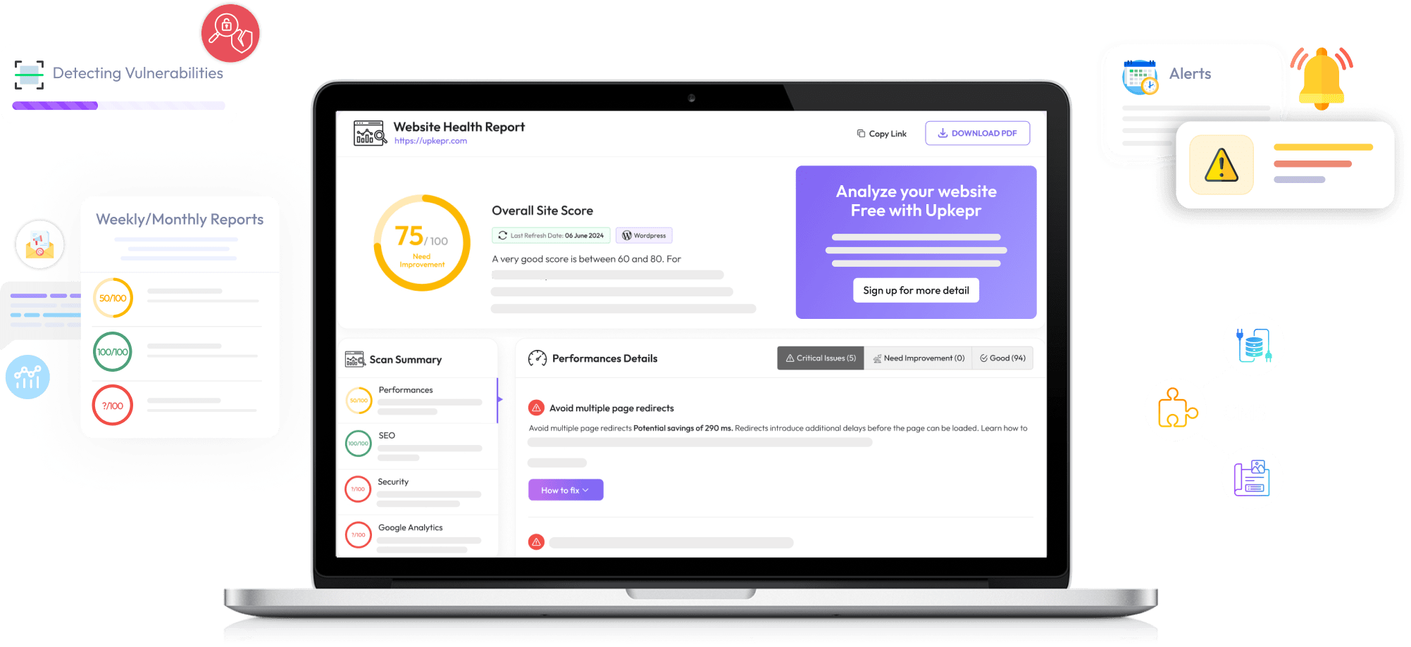 website health report card in UpKepr